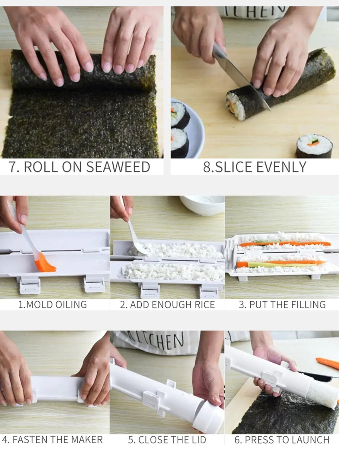 Sushi Maker Kit: Create Delicious Sushi Rolls with Ease Using Our Handy Rolling Gadget!